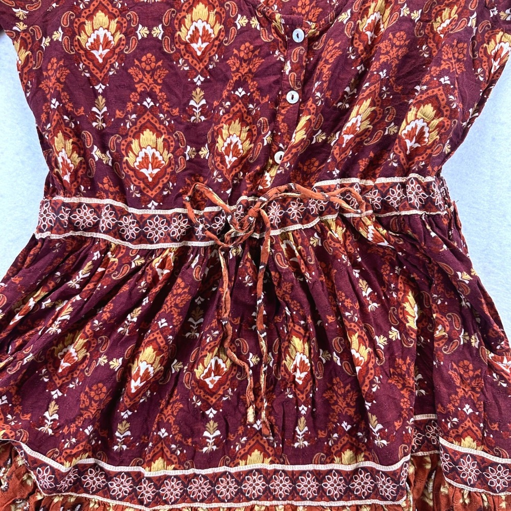 Idyllwind Miranda Lambert Paisley Boho Mini Dress Rust Women's XXL Pockets Fall - Picture 3 of 15